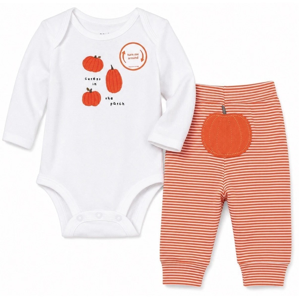 Carter's Halloween Pumpkin Outfit Set Unisex Bodysuit & Pants 12 Months